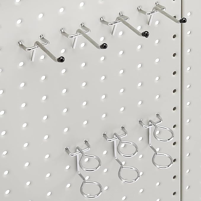 Amazon Basics Rectangular Metal Pegboard Wall Organizer, Tool Storage Organization System, Rust and Scratch Resistant, 48-Pie