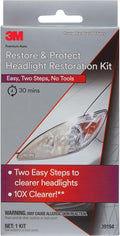 3M Auto Restore and Protect Headlight Restoration Kit, Use On Plastic Lenses, Headlights, Taillight, Fog Lights and More, Inc