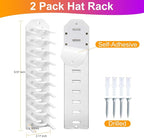 Hat Organizer for Baseball Caps, 2 Pack Hat Rack for Wall, Wall Mounted Adhesive Cap Rack, Hat Holder Hanger Hold Up to 20 Ca