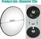 12" Convex Traffic Mirror for Outdoor & Indoor Use – Wide Angle 180° Curved Safety Mirror with Adjustable Mounting Bracket, Ideal for Driveway, Garage, Parking Lot, Warehouse & Blind Spot Monitoring