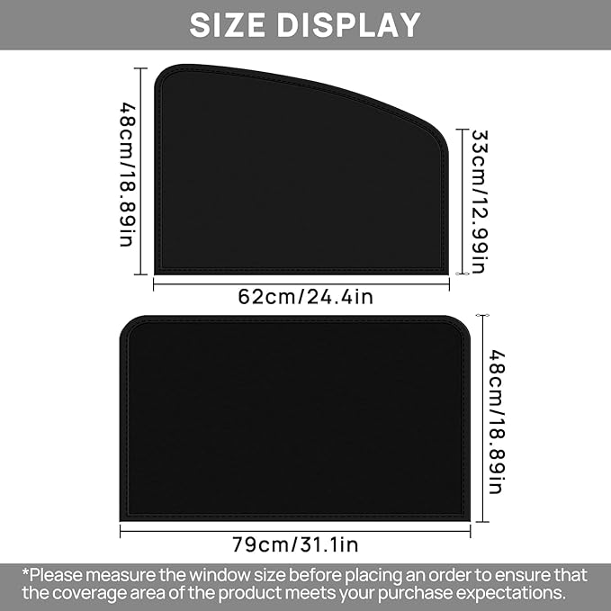Side Window Sun Shade Magnetic Universal Sunshade Privacy Blinds Car Blackout Curtain for Car Camping Sleeping Family Travelling Rear Side 4PCS