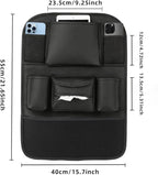 Car Backseat Organizer with Touch Screen Tablet Holder,7 Storage Pockets Protectors Kick Mats Travel Accessories for Kids-Black