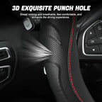 Leather Steering Wheel Cover, Auto Car Stretch Steering Wheel Protector, Universal 15 Inch Anti-Slip Breathable Odorless Stee