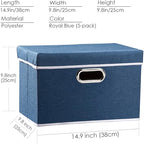 PRANDOM Foldable Storage Bin with Lid [5-Pack] Linen Fabric Decorative Storage Box Organizer Container Basket Cube with Handl