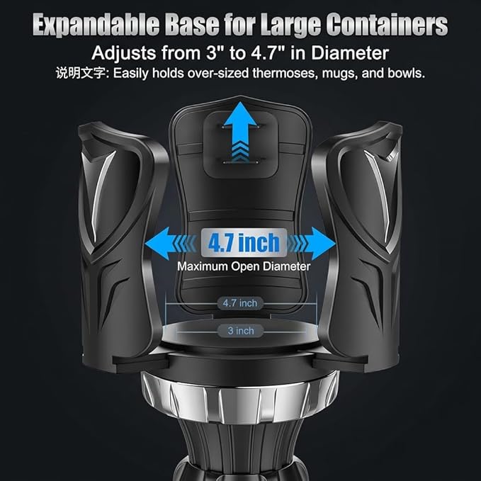 Cup Holder Expander for Car – Fits Most Vehicle Models, Extends Cup Holder Depth, Durable ABS Plastic (Silvery)