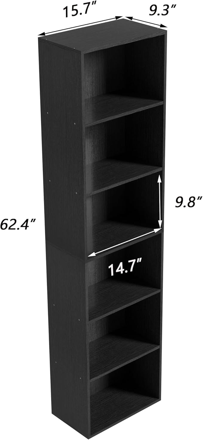 Wooden 6 Cube Storage Organizer, Vintage Brown 6 Cube Storage Shelf, 6 Tier Closet Organizers Storage Cubes Display Cubby for