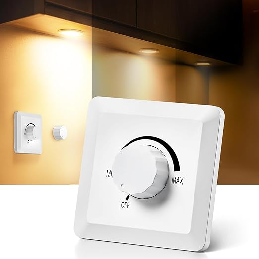GZV 12V Dimmer Switch, 200W PWM Dimmer Switch - Adjustable Brightness for LED, Halogen, Incandescent & Strip Lights - Compatible with RV, Auto, Truck, Marine, White