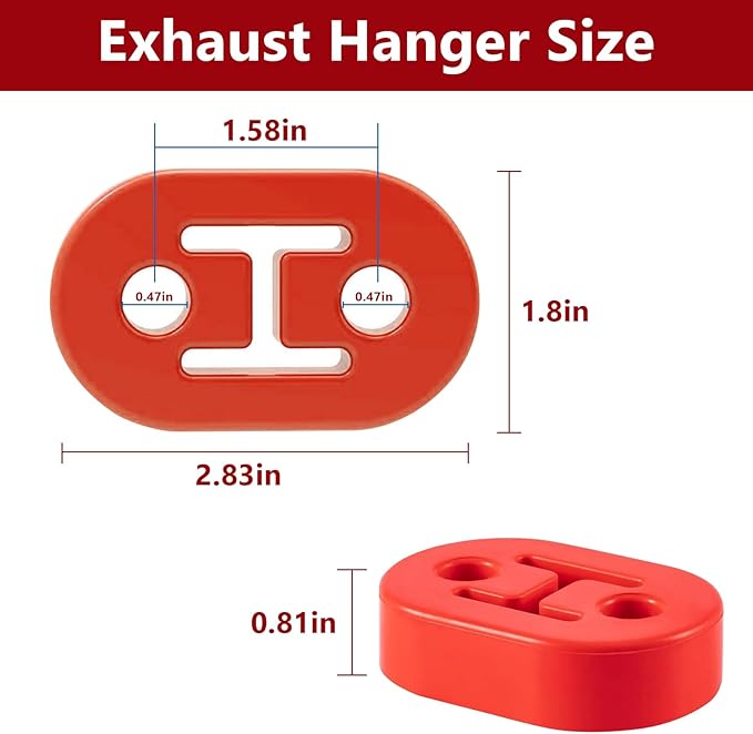 Exhaust Rubber Hanger, rubber muffler hangers. Rubber Insulator Bushing Mount, rubber exhaust mounts with 2 Holes 0.47 Inch, 