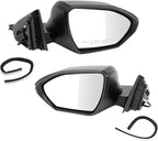 TRQ Driver and Passenger Side Power Mirror Set Smooth Black Textured Compatible with 2022 2023 Hyundai Santa Cruz Tucson HY13