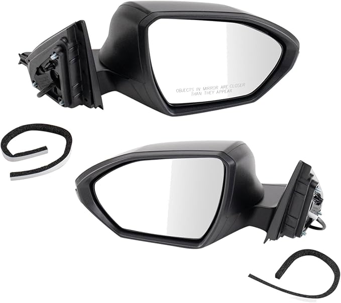 TRQ Driver and Passenger Side Power Mirror Set Smooth Black Textured Compatible with 2022 2023 Hyundai Santa Cruz Tucson HY13