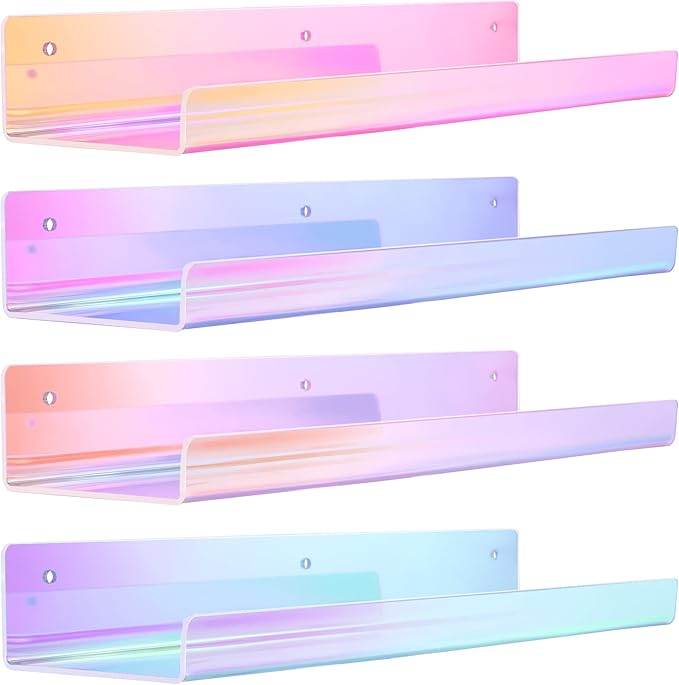 upsimples Acrylic Shelves for Wall Decor, 15" Display Shelf for Perfume, Skincare, Nail Polish, Wall Organizer for Bathroom, 