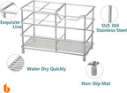 Urbanstrive 304 Stainless Steel Bathroom Toothbrush Holder Toothpaste Holder Stand Bathroom Accessories Organizer (Silver, La