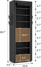 LANTEFUL Narrow Shoe Rack with Cover 10 Tier Tall Shoe Rack Organizer Large Capacity Shoe Shelf Storage 18-22 Pairs Space Sav