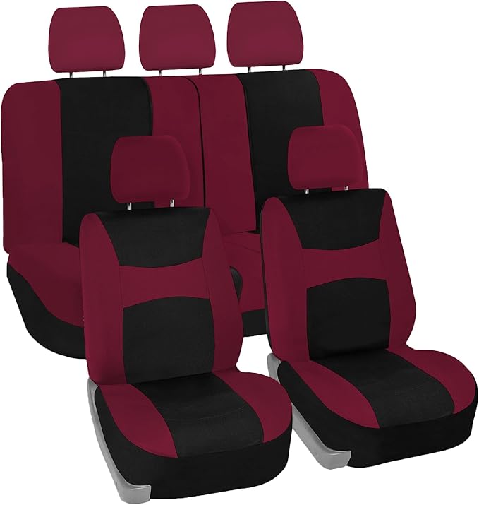 FH Group Car Seat Covers Full Set Cloth - Universal Fit, Automotive Seat Covers, Low Back Front Seat Covers,Airbag Compatible