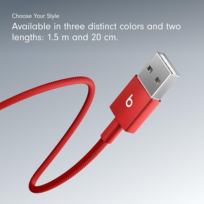 Beats USB-A to USB-C Woven Cable Fast Charging Durable and Tangle-Free Design Compatible Charger for Apple & Android Devices 