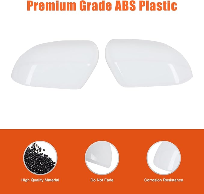 2PCS Side Door Mirror Cover for Toyota Tundra 2022-2025/ Sequoia 2023-2025, Car Exteror Rear View Mirror Housing Protector Cover Cap (Only for versions with turn signals) (White)