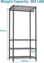 Ulif H4 Mini Portable Closet, 4 Tiers Freestanding Clothing Garment Rack for Small Space, Metal Clothes Wardrobe System for B