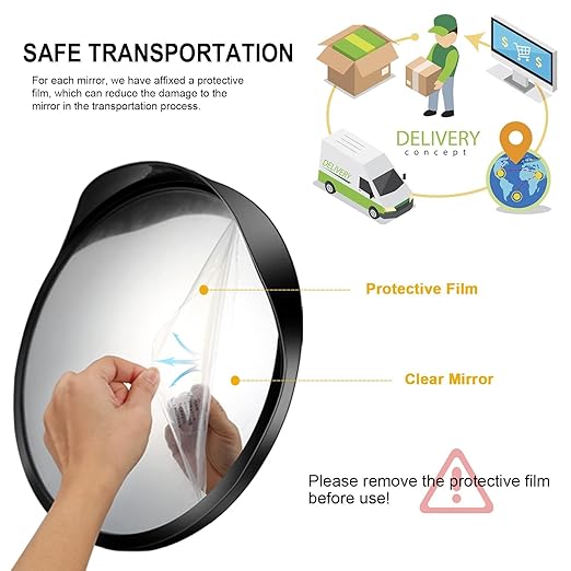 Acrylic Convex Traffic Mirror, 12 inch Adjustable Wide Angle View Curved Security Mirror for Driveway, Park, Garage, Corners and Blindspot(Support Indoor and Outdoor)