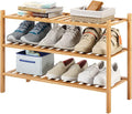 3-Tier Bamboo Shoe Rack for Entryway, Stackable | Heavy Duty | Multi-Function, Free Standing Shoe Racks for Bedroom Hallway C
