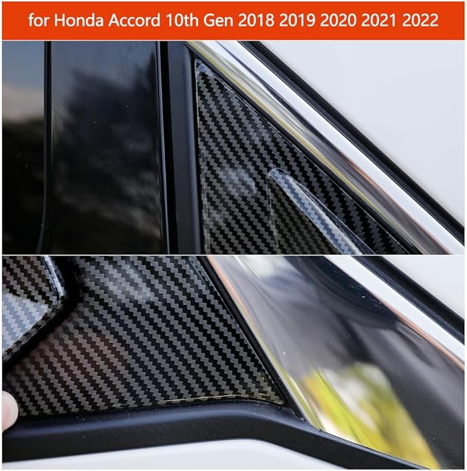 YINGTUU for Honda Accord Accessories 10th Gen 2018 2019 2020 2021 2022 Rear Window Louvers Blinds Trim-Carbon Fiber Pattern