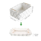 Decorative Collapsible Rectangular Fabric Storage Bin Organizer Basket with Wooden Handles for Clothes Storage,12.6x8.7x4.7 i