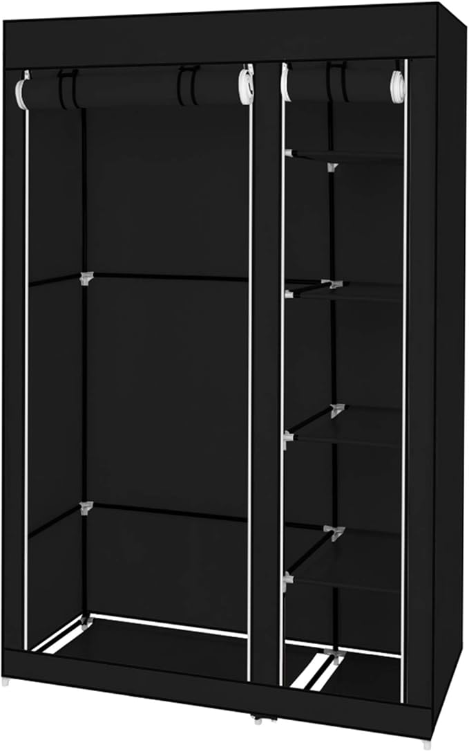 67" Portable Closet Storage Organizer Wardrobe Clothes Rack,Covered Garment Rack,Steel Tube Clothes Storage Organizer,Freesta