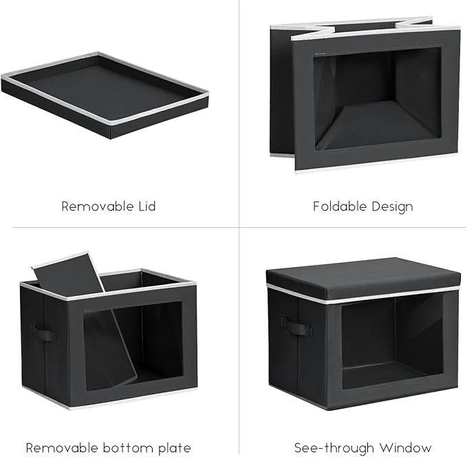 Homsorout Storage Bins with Lids - Small Fabric Organizers with Window, Collapsible Storage Bins for Clothes, Decorative Clos