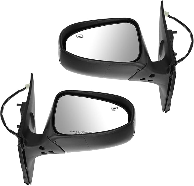 TRQ 2 Piece Driver and Passenger Side Mirror Assembly Set Electric Adjustment Heated No Memory Black Compatible with 2014-201