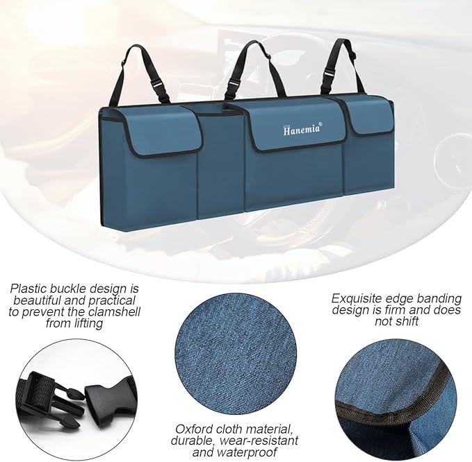 Car Trunk Organizer and Storage, Backseat Hanging Organizer for SUV, Truck, MPV, Waterproof, Collapsible Cargo Storage Bag