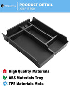 for Center Console Tray Compatible with 2019-2026 Chevy Silverado 1500& 2020-2026 Silverado 2500HD 3500HD (Split-Bench Folding Seat) Armrest Storage Box Console Organizer ABS Materials