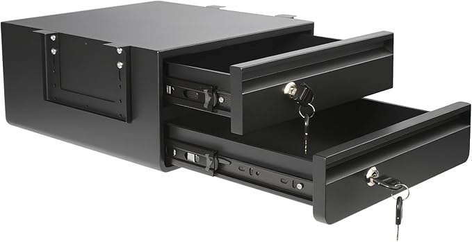 14.17" D Double Under Desk Drawer,Under Desk Pull out Storage Organizer with Lock and Keys,Adjustable Height, Metal Storage D