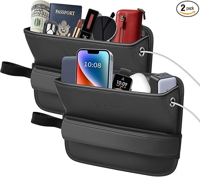FLORICH Car Seat Gap Filler Organizer, 2-in-1 Seats Gap Filler Organizer and Storages Between Seat Car Gap Filler, Car Organizer Front Seat Universal Fit for Car SUV Truck Black 2 Pack