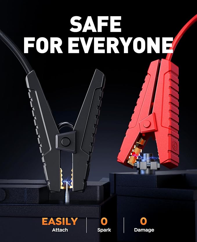 Jump Starter with Air Compressor, 5000A Portable Car Battery Jumper Starter(All Gas/10L Diesel) with 150PSI Auto-Shutoff