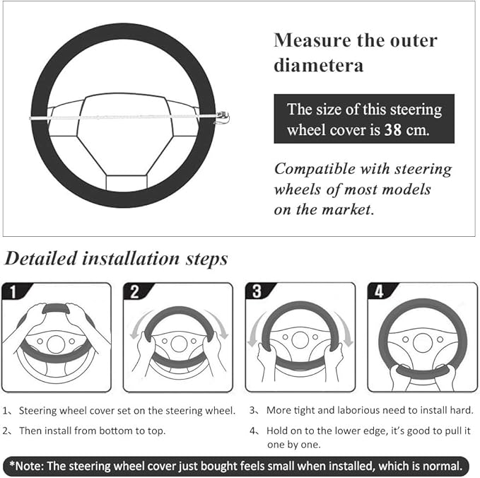 Car Steering Wheel Cover with Durable PU Leather, Universal 18 inch Fit for Car Truck SUV, Breathable Anti Slip Auto Steering Wheel Covers for Men and Women