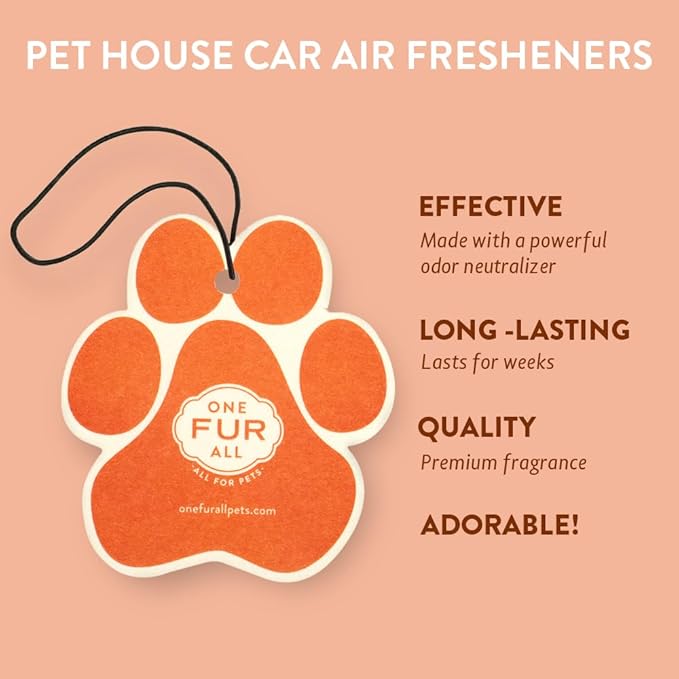 One Fur All Pet House Air Freshener - Mandarin Sage Pack of 4 - Non-toxic, Pet-Friendly for Small Spaces & Car - Hanging Odor