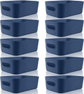 Zopeal Plastic Storage Bins 10 Pcs Blue Pantry Organizer Bins Small Baskets Storage Containers for Home Kitchen (8 x 5.7 x 3 