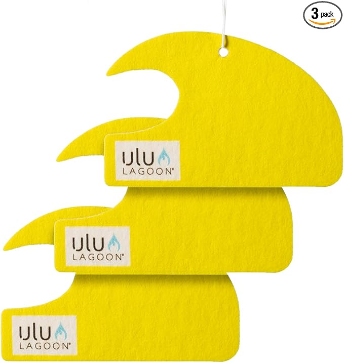 ulu Lagoon Hanging Car Air Freshener | Tropical Beach Coconut Surf Wax Scent Mini Wave | Long Lasting Car Freshener, Closet a