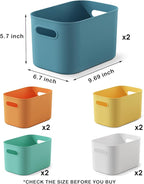 ORGIDOL 10 Pack Colorful Plastic Storage Bins, Storage Container for Organizing, Colored Storage Boxes with Handle for Shelve
