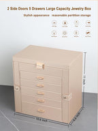 BOOVO Jewelry Box For women, 6 Layer Large Jewelry Organizer With Mirror, Multi-Function Storage Box With Lock, Necklace Hold