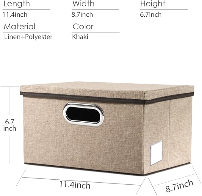 PRANDOM Storage Bins with Lids [3-Pack] Jute Fabric Foldable Storage Boxes Organizer Containers Baskets Cube with Cover for H