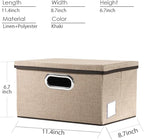 PRANDOM Storage Bins with Lids [3-Pack] Jute Fabric Foldable Storage Boxes Organizer Containers Baskets Cube with Cover for H