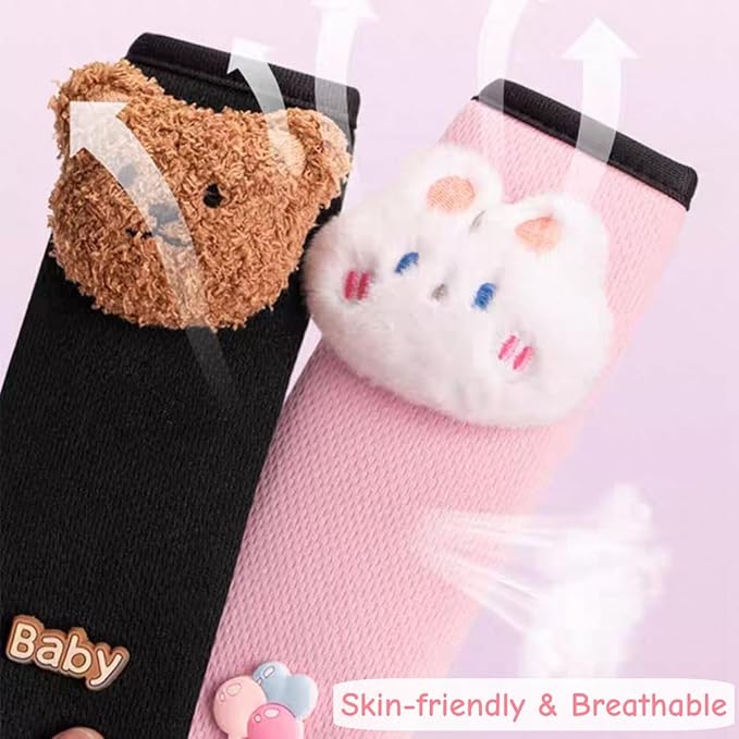 Seat Belt Cover Pad for Kids, Cute Animal Child Seatbelt Covers for Girls and Boys (Bunny(Pink))