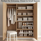 Expandable 1-Tier Metal Shoe Rack (H:7"), Adjustable Width 14.9"-23.6", Heavy-Duty Stackable Free-Standing Shoe Shelf for Clo