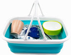 SAMMART 9.2L (2.37Gallon) Collapsible Tub with Handle - Portable Outdoor Picnic Basket/Crater - Foldable Shopping Bag - Space SavingItIIII Storage Container (1, Bright Blue)