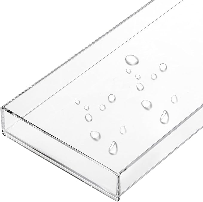 Peohud 3 Pack Acrylic Bathroom Trays, Clear Vanity Tray for Toilet Tank, Decorative Countertop Organizer for Perfume, Makeup,