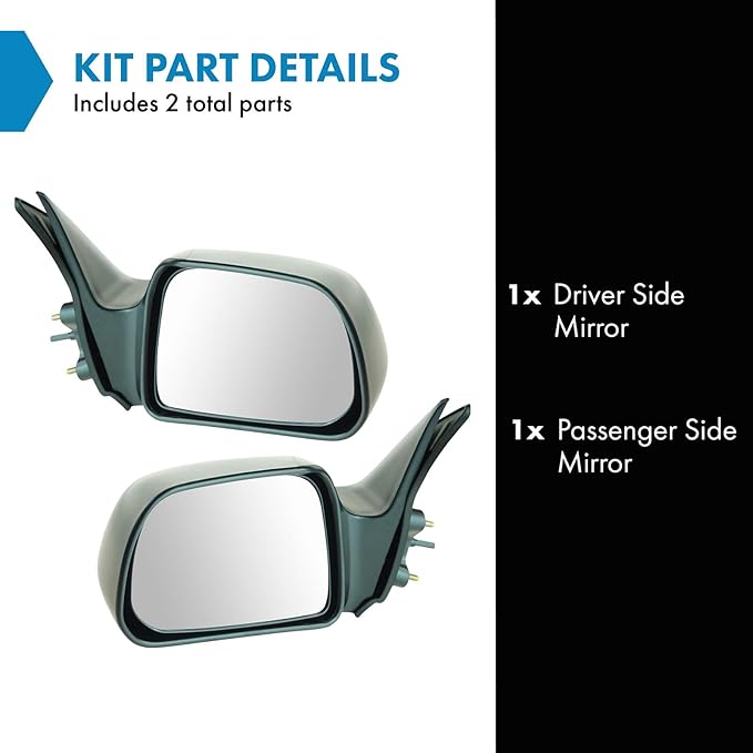 TRQ Driver and Passenger Side Mirror Assembly Set Manual Paint to Match Compatible with 2001-2004 Toyota Tacoma