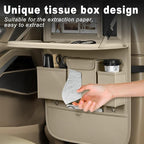 Car Seat Organizers,Multi-functional Back Seat Protectors, Storage Pouches, and Tray Holders (for Cars, Kids, Seat Back and Rear Seats) (Plain Beige, 2 Pcs)