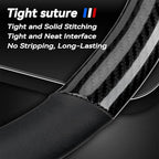 Customized Steering Wheel Cover Compatible with Mazda, Premium Nappa Leather&Bright Carbon Fiber Texture Steering Wheel Cover, with Coasters and 3-in-1 USB Fast Charging Cable (Black)