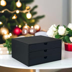 UnionBasic Document Organizer, 3-Drawer File Cabinet Document Storage Box, Office Desktop Filing Organizer, Black