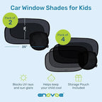 Enovoe Car Window Shade for Baby - (4 Pack) - XL - 25" x 16" - Cling Car Sun Shade for Windows - Sun, Glare and UV Rays Protection for Your Child